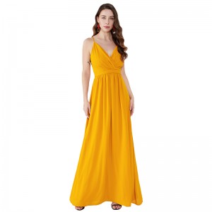 Orange afslappet kvinde Plus størrelse Ruched Long Party Maxi kjole