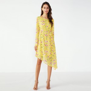 2019 gul retro sommer piger fancy kvinder afslappet kjole