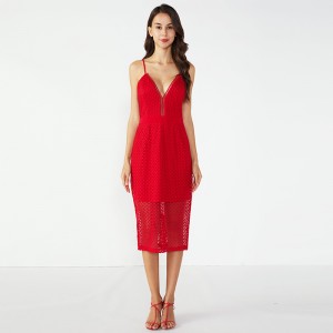 Piger Mode Kitenge Rød tæppe Sexet Bodycon kjole