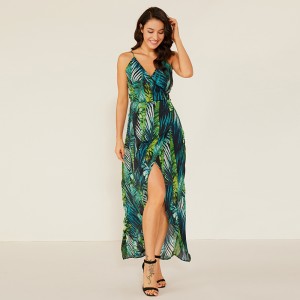 Damer mode sommer design hot sexet afslappet blomsterprint besked Maxi kjole materiale stof